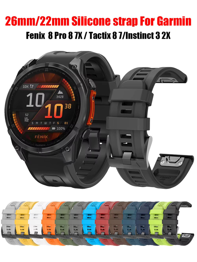 Garmin Uhrenarmband Silikon, 22/26 mm, Schwarz, Unisex - Bild 6