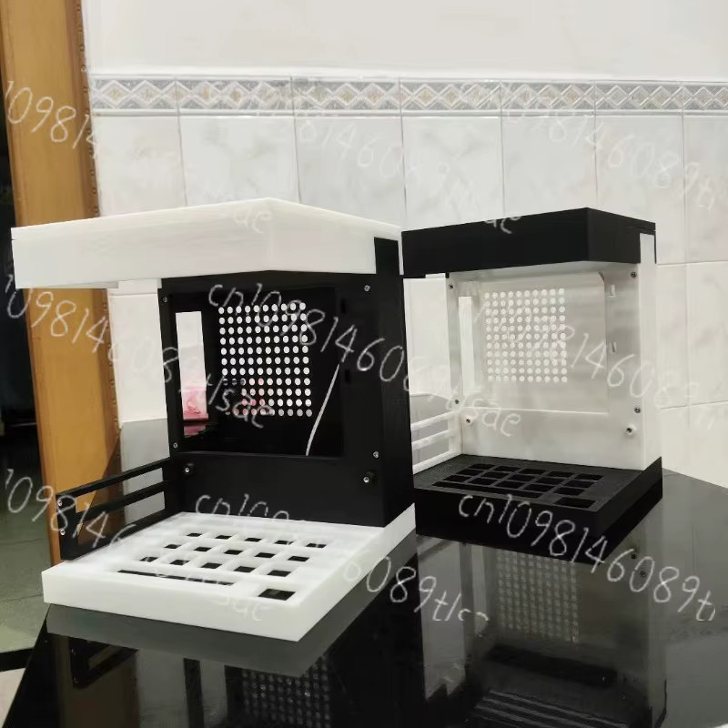 Transparentes 3D-gedrucktes ITX-Gehäuse für Mini-PC als Open Frame Desktop-Chassis in Weiß mit Unterstützung für SFX-Netzteile B/T/H: 17 x 17 x 19 cm - Bild 3