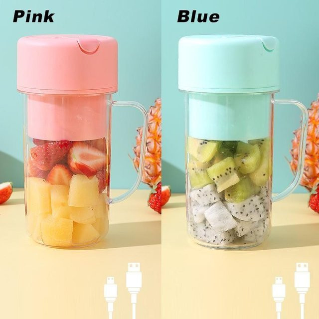 Tragbarer Mini-Entsafter und elektrischer Mixer mit Strohbecher, USB-aufladbar, Farbe: Rosa - Bild 1