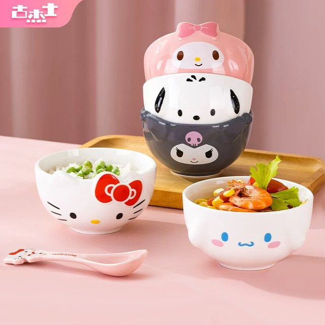 Sanrio Keramik Schüssel mit 3D Relief My Melody und Cinnamoroll für Kinder, Durchmesser: 12,7 cm - Bild 1