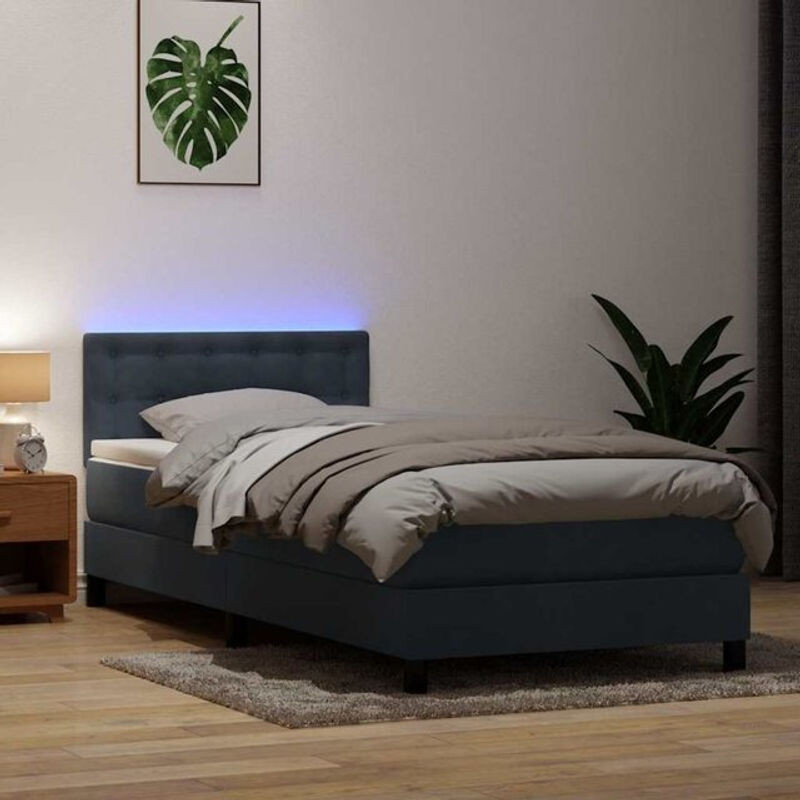 vidaxl Boxspringbett mit Matratze aus Samt in Anthrazit B/T/H: 80 x 210 x 78 cm - Bild 1