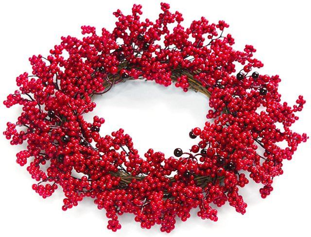 Musysh Weihnachts-Beerenkranz aus Kunststoff in Dunkelrot, Durchmesser: 45 cm - Bild 1