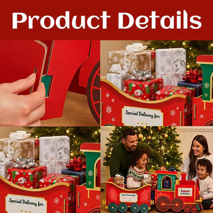 APWIKOGER Weihnachtliche Zug-Geschenkbox aus Papier in Multicolor für Süßigkeiten und DIY-Dekoration - Bild 5