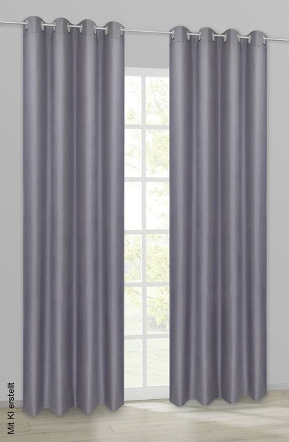 ACUS design collection Ösenvorhang Barnaby grau B: 140 cm, H: 235 cm - Bild 1