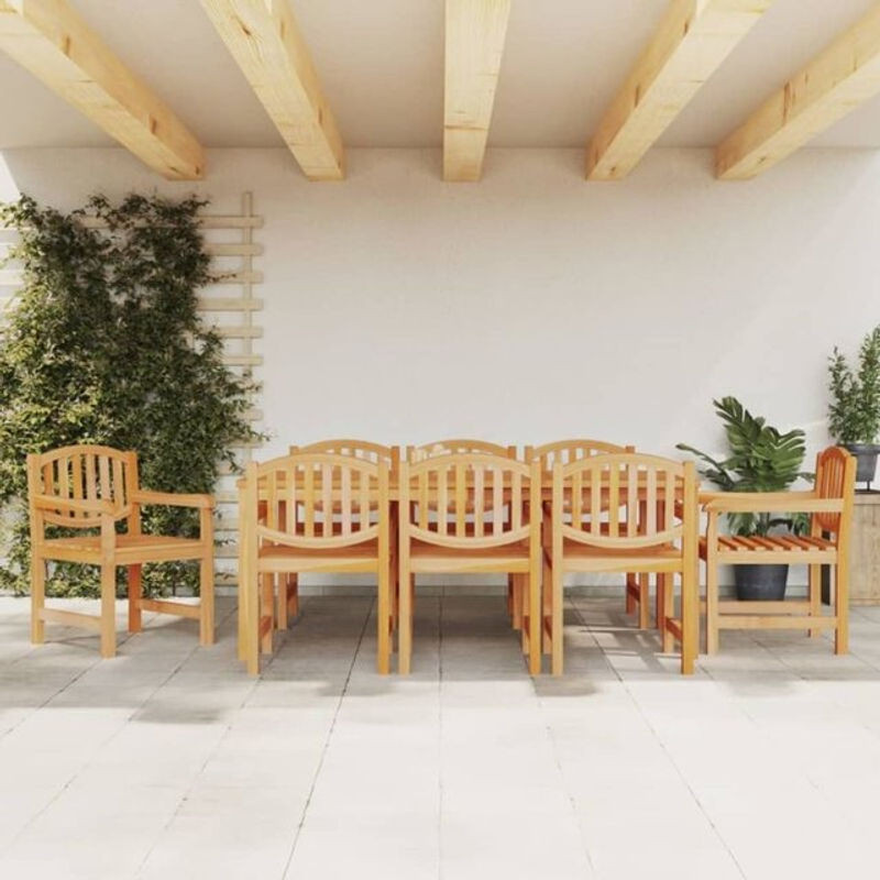9-teilige Garten-Essgruppe aus Massivholz Teak in Braun von vidaxl - Bild 1