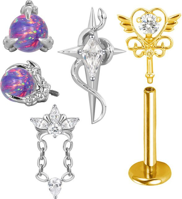 G23 BODY JEWELRY Ohrringe, Titan, Zirkonia, Silber, Unisex - Bild 1