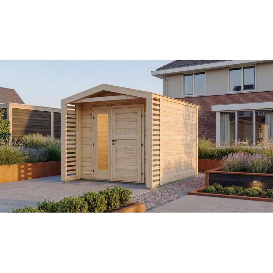Weka Holz-Gartenhaus Killarney mit Satteldach in Natur Braun, B: 363 cm, T: 311 cm, H: 246 cm - Bild 2