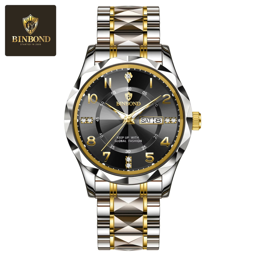 BINBOND Armbanduhr, Quarz, Edelstahl, Herren, Datum, Wochentag - Bild 6