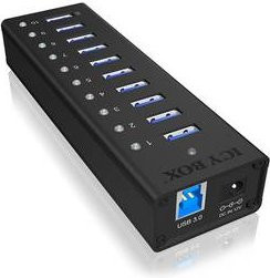 ICY BOX USB 3.2 Gen 1 Hub IB-AC6110 mit 10 Ports und USB Ladeport, Schwarz - Bild 2