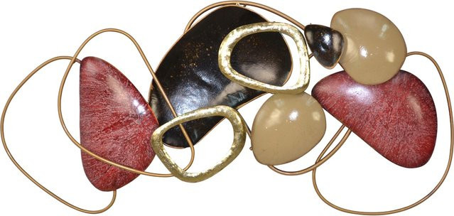 Moderne Wanddeko aus Metall von Möbel direkt online, oval, rot/gold/schwarz, Breite: 105 cm - Bild 1