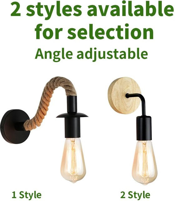 JOYINLED Vintage Wandleuchte aus Holz und Metall in Schwarz und Weiß für E26/E27 Fassungen - Bild 1