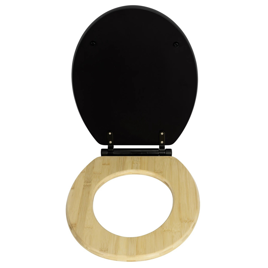 Wenko WC-Sitz Bambusa in Schwarz-Bambus, B/T/H: 50,5 x 40,5 x 8 cm - Bild 2