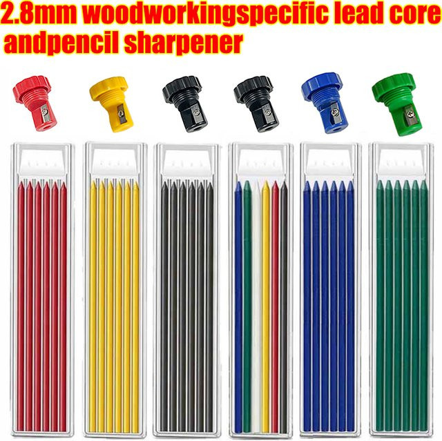 6-Farben Ersatzminen-Set mit Bleistiftspitzer für Holzbearbeitungsstifte, 2,8 mm, Mehrfarbig - Bild 1