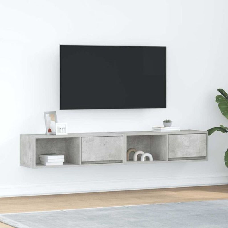 Vidaxl TV-Schrank Set aus Holzwerkstoff in Grau, 2 Stück, B/T/H: 80 x 31 x 25,5 cm - Bild 1