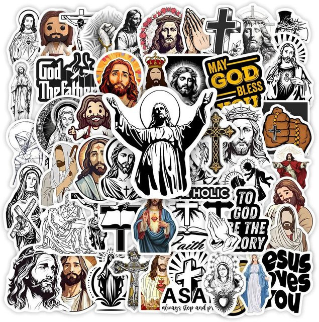 Wasserdichte christliche Aufkleber mit Jesus und Bibel Motiven von Binchi Outdoor Product, Mehrfarbig, Dekoratives Graffiti Set für Laptop, Telefon und Notizbuch - Bild 1