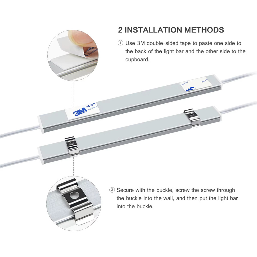 MALITAI LED Bar Lampe mit Bewegungserkennung und Hand-Sweep-Sensor, weiß, für Küche und Schrank, DC12V mit EU-Stecker - Bild 3