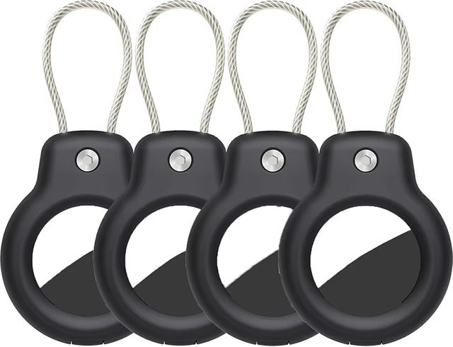 Schutzhülle für Apple AirTag mit Drahtkabel und Schlüsselkette in Weiß - Bild 1