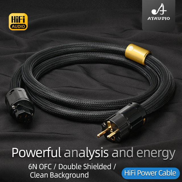 ATAUDIO Hi-end 6N OFC HiFi Audio Netzkabel mit doppelter Abschirmung und Anschlussfilter in Schwarz - Bild 1