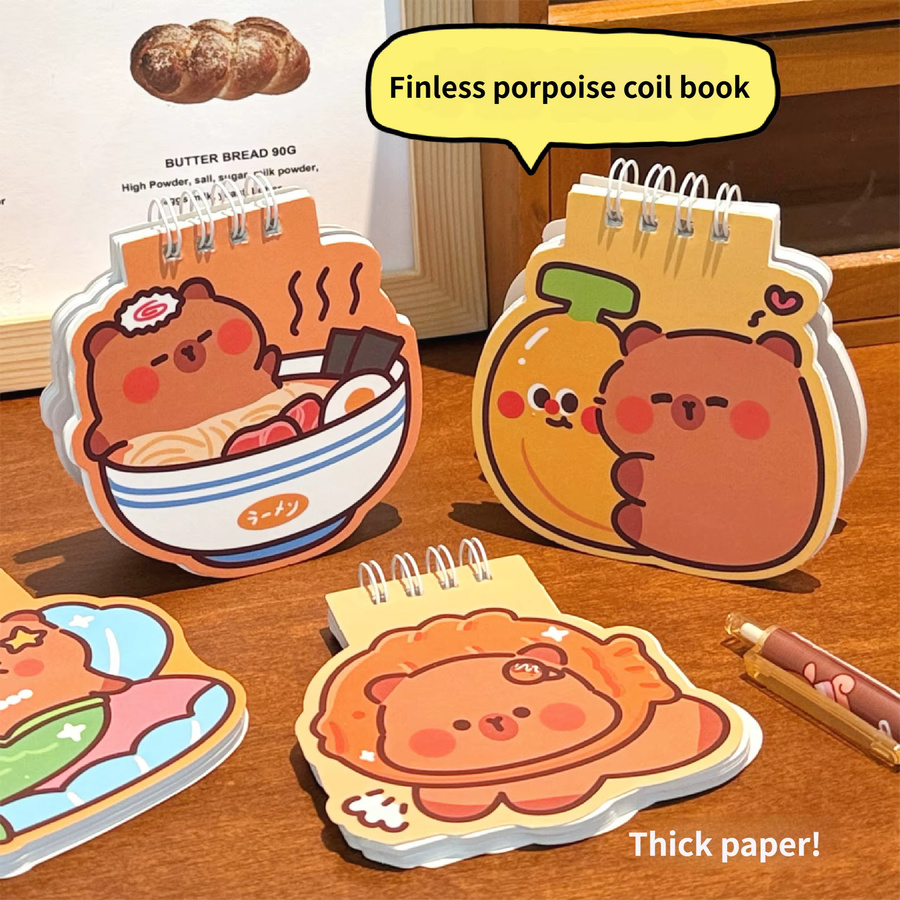 4er-Set Cartoon Capybara Notizbücher mit Softcover, 200 Blatt pro Buch, mehrfarbig, unregelmäßige Form für Studenten - Bild 2