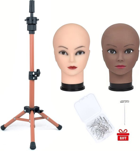 Glatz Perückenständer mit Glatzkopf-Modell, 57 cm, Unisex - Bild 1