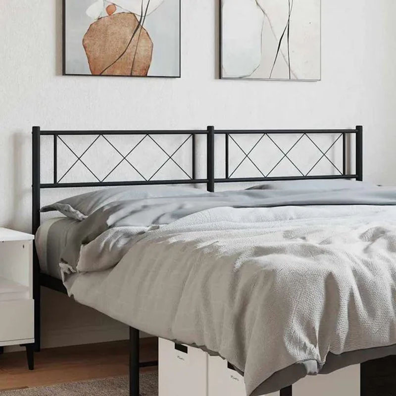 Vidaxl Metall-Kopfteil im Industrial-Design, Schwarz, Breite: 120 cm - Bild 1