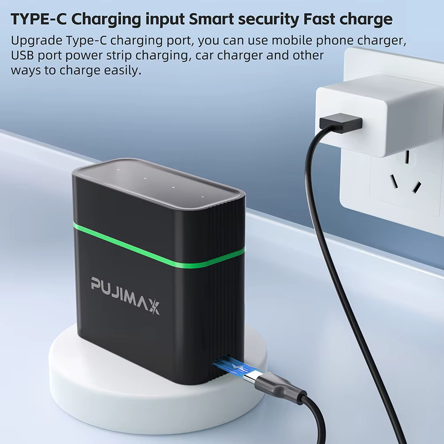PUJIMAX Smart-Ladegerät Set mit 4 Hochkapazitäts AA Lithium-Akkus 1,5V 4255mWh und 4-Slot Ladebox - Bild 2