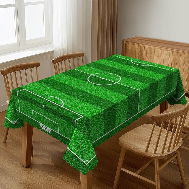 JINGYUE Pet Fußballfeld Tischdecke aus Polyester, Rechteckig, Grün, B/T: 140 x 140 cm, Waschbar - Bild 1