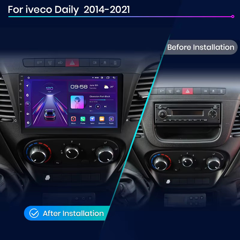 Junsun Android Auto Autoradio für Iveco Daily mit Wireless CarPlay, GPS, Navi und DSP in Schwarz - Bild 2