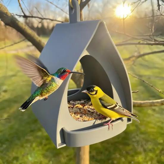 Hängendes Vogelhaus Futterhaus in Rosa mit großer Kapazität für den Garten und Außenbereich - Bild 3