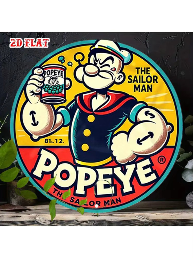 Potdemiel Retro Popeye Animationsschild aus Metall, rund, multicolour, Durchmesser: 19,99 cm - Bild 7