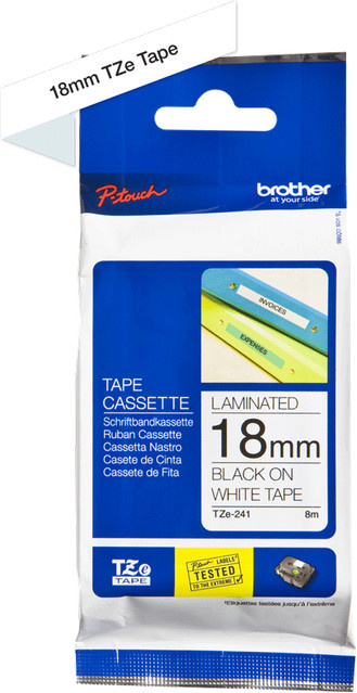Brother TZe-241 Schriftbandkassette für P-touch, Breite: 18 mm, Länge: 8 m, Farbe: Weiß, Schriftfarbe: Schwarz - Bild 6