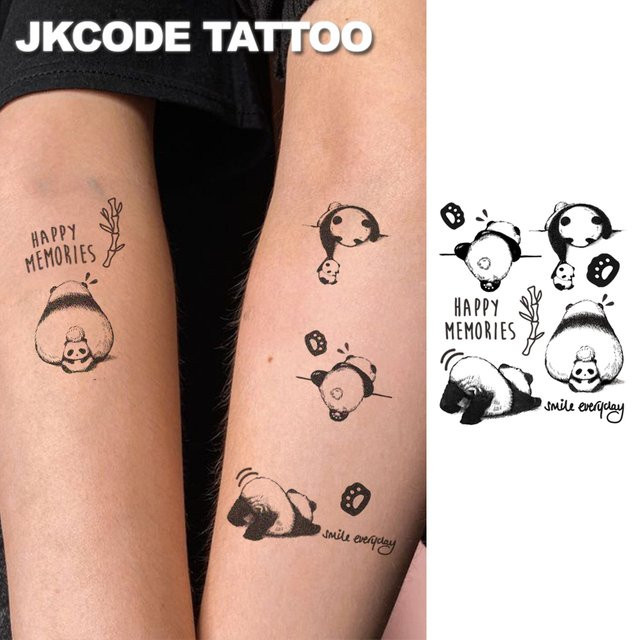 JKCODE TATTOO Panda-Familie Kräutertattoo-Aufkleber, Damen - Bild 1