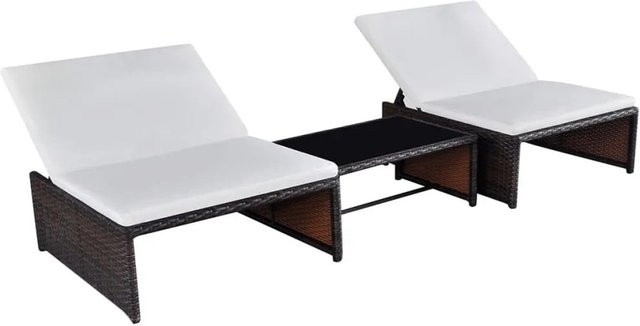 furnicato Outdoor-Gartenmöbel Set aus Poly Rattan in Braun mit 2 Lehnstühlen und Tisch - Bild 1