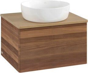 V&B Waschtischunterschrank Antao mit Beleuchtung ohne Frontstruktur, Farbe Walnut, B: 60 cm, H: 50 cm, T: 50 cm - Bild 1