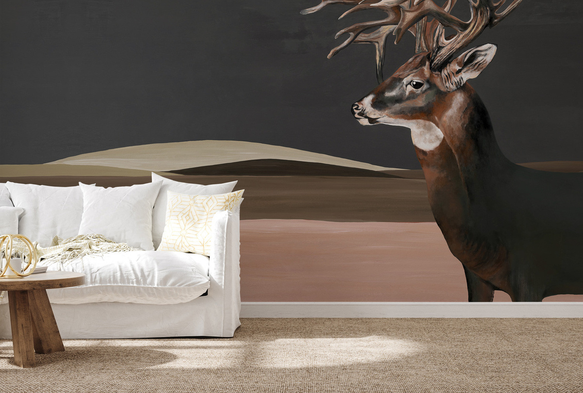 Coordonné Wandbehang Great Dear in Nude mit Tiermotiv und herbstlicher Illustration - Bild 1