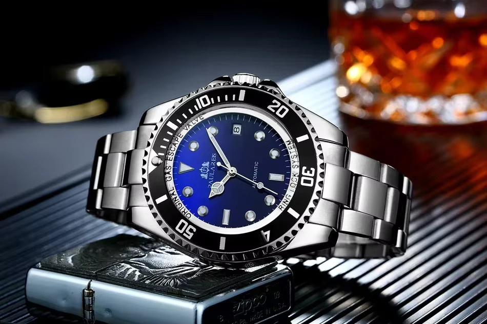 PAULAREIS P Armbanduhr Automatik, Edelstahl, Blau, Herren - Bild 4