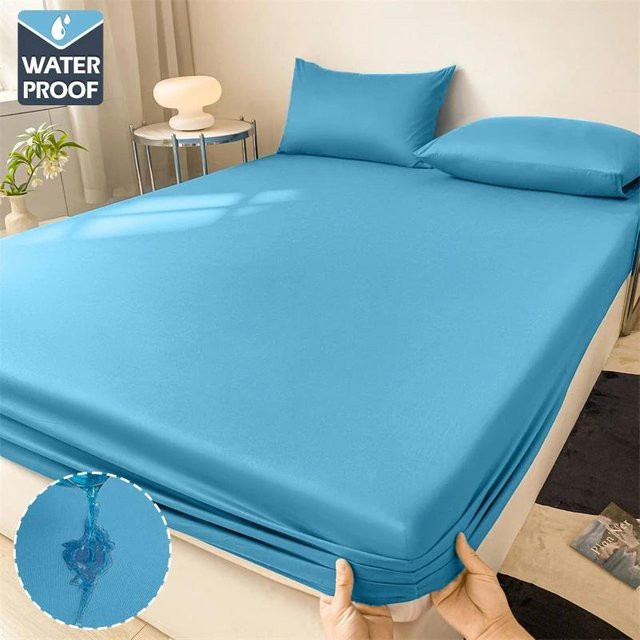 Wasserdichter Matratzenschutzbezug von LeGoU Fashion aus Mikrofaser, blau, B/T/H: 120 x 200 x 30 cm - Bild 1
