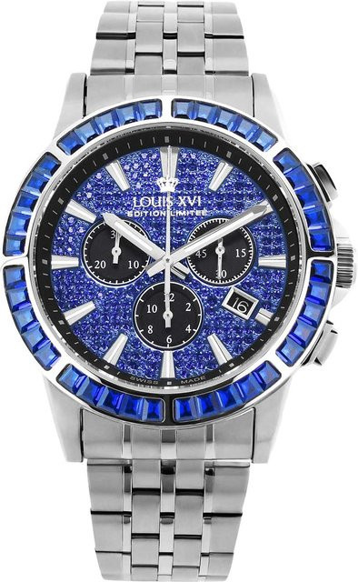 LOUIS XVI Chronograph, Edelstahl, Quarz, 43 mm, Herren, Blau - Bild 1