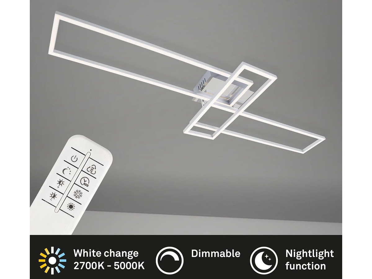 BRILONER CCT LED Design Deckenleuchte in Chrom, dimmbar mit regulierbarer Lichttemperatur und Helligkeit, rechteckig - Bild 3