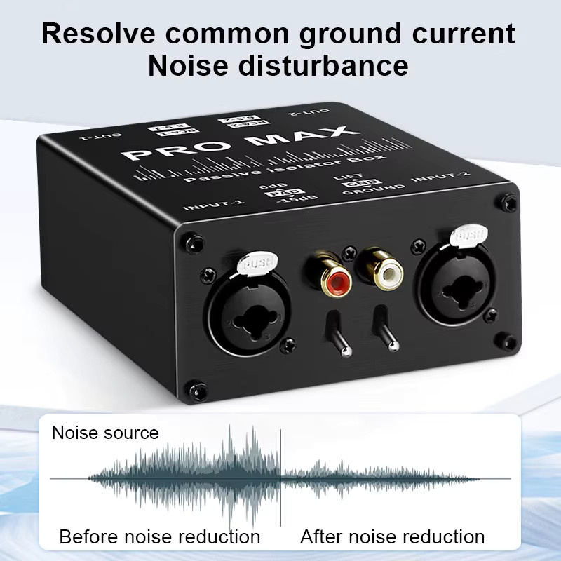 TITAK Multifunktionaler XLR und RCA Audio-Isolator, professioneller Passiv-Rauschfilter in Schwarz für Live-Übertragungen - Bild 3