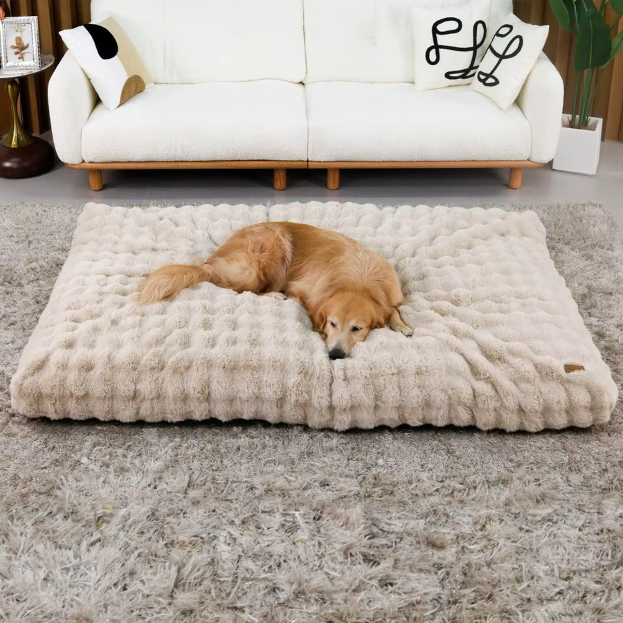 BORWART Ultra-Plüsch Hundebett aus Mikrofaser in Beige mit abnehmbarem Bezug - Bild 2