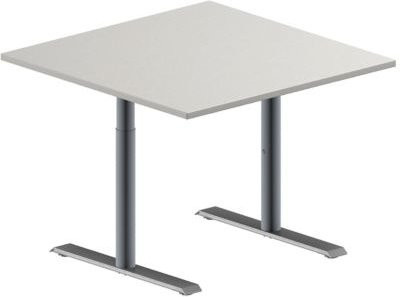 Schäfer Shop Genius Besprechungstisch MODENA FLEX, quadratisch, T-Fuß Rundrohr, höhenverstellbar, Farbe: lichtgrau/weißaluminium, B: 100 cm, T: 100 cm, H: 65-85 cm - Bild 1