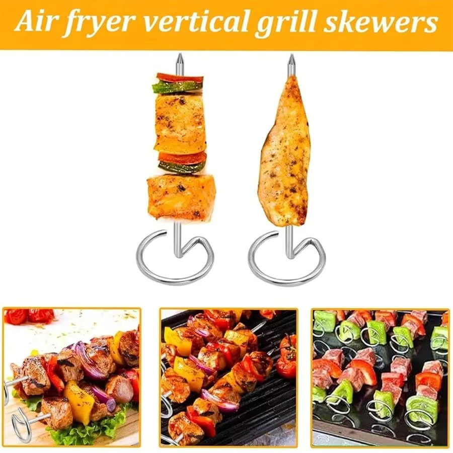 YOCITY Edelstahl Grillspieße für Kebab und BBQ, Silber, Rund - Bild 2