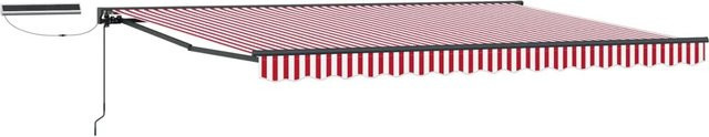 vidaXL Elektrische Ausziehbare Markise mit Fernbedienung, Rot und Weiß, B: 5 m, T: 3,5 m - Bild 1