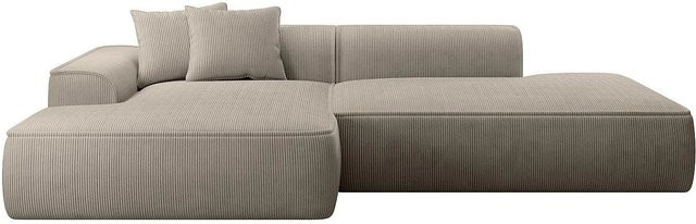Vente-unique Sofa Erynel in Taupe mit Cordstoff, L-Form links, Breite: 305 cm - Bild 1