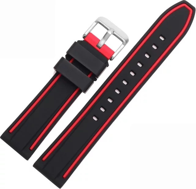 JBAILI Uhrenarmband Silikon, Sport-Schnellverschluss, Schwarz, Unisex - Bild 1