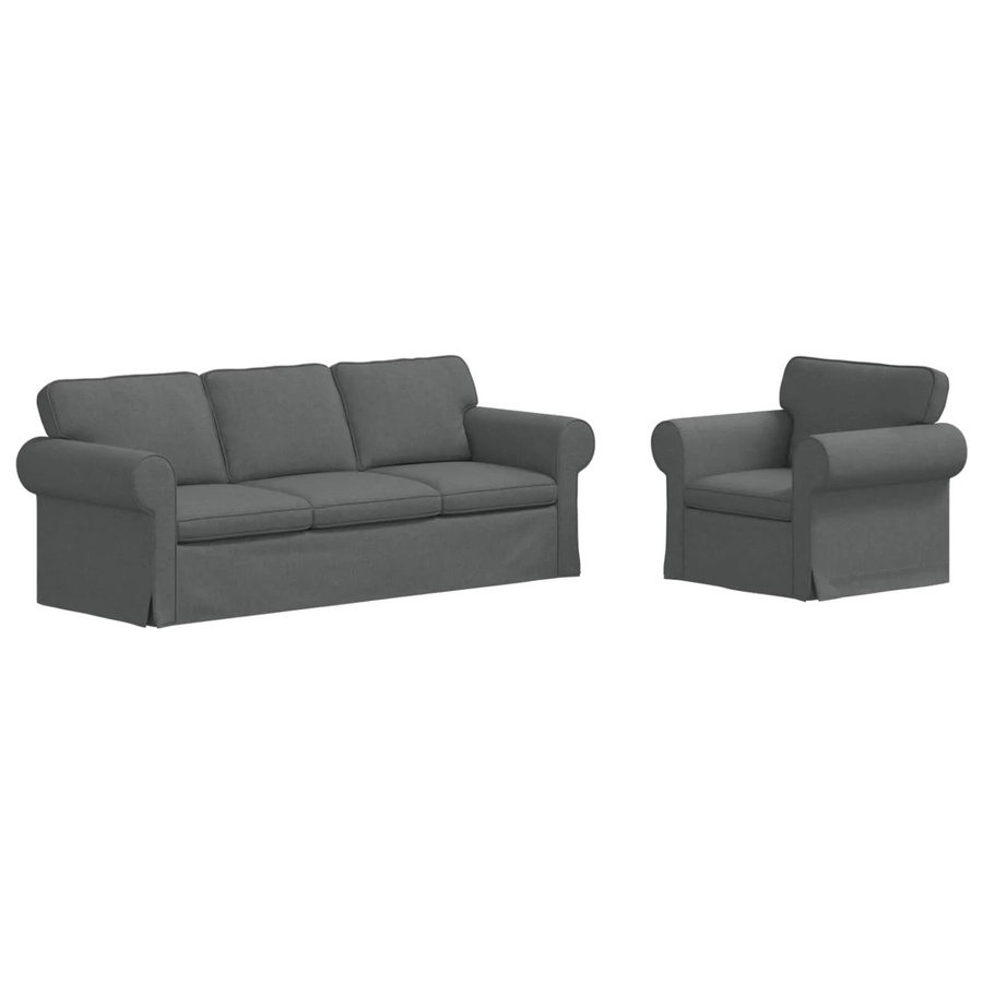 vidaXL Ecksofa 2-teilig Dunkelgrau mit Stoffbezug und Metallrahmen B/T/H: 215 x 82 x 80 cm - Bild 2