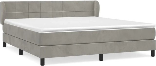 vidaXL Boxspringbett mit Matratze in Hellgrau, Hybrid-Design mit Taschenfederkern und Samtbezug, B/T: 160 x 200 cm - Bild 1