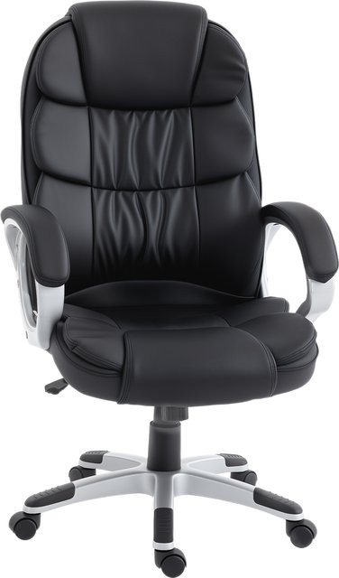HOMCOM Ergonomischer Bürostuhl aus PU-Leder in Schwarz mit Wippfunktion und gepolsterten Armlehnen für Büro und Homeoffice - Bild 1