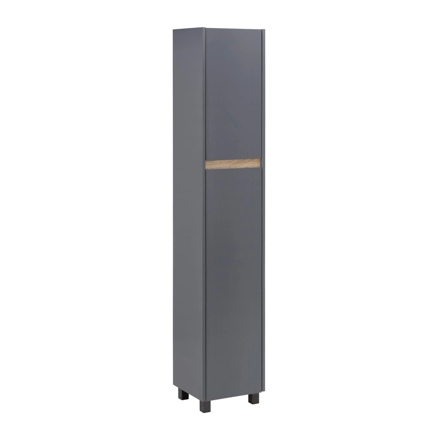 Bessagi Home Hochschrank Massimo Dunkelgrau mit Soft-Close-Türen und Regalböden, B/T/H: 33 x 30 x 175 cm - Bild 2